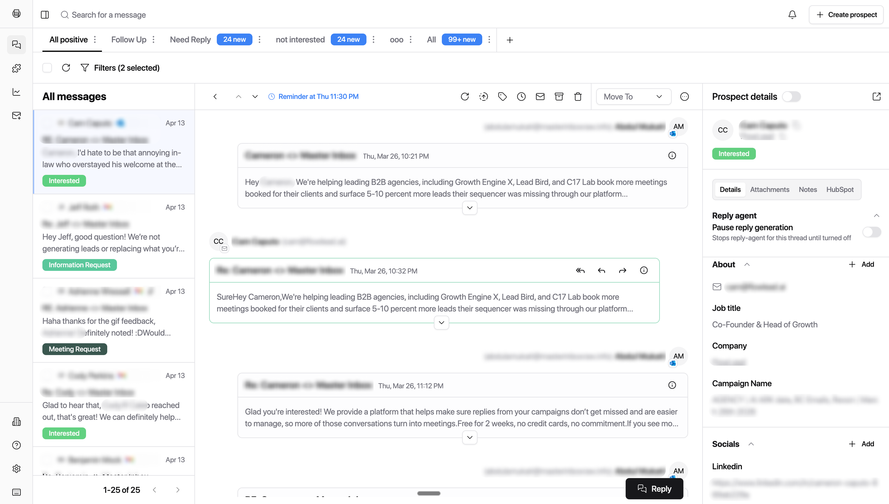 Master Thread — unified conversation timeline